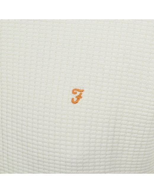 Farah White Farah Thornley Knitted Polo Shirt Ecru for men