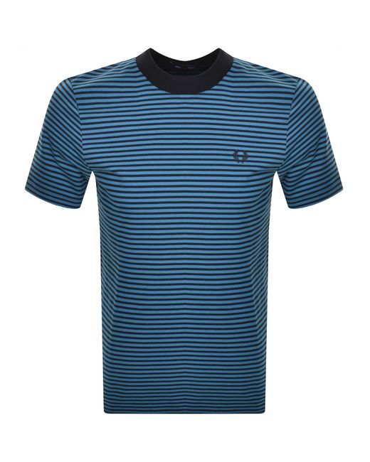 Fred Perry Blue Fine Stripe T Shirt for men