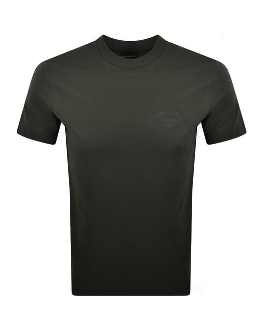Armani Green Emporio Crew Neck Logo T Shirt for men