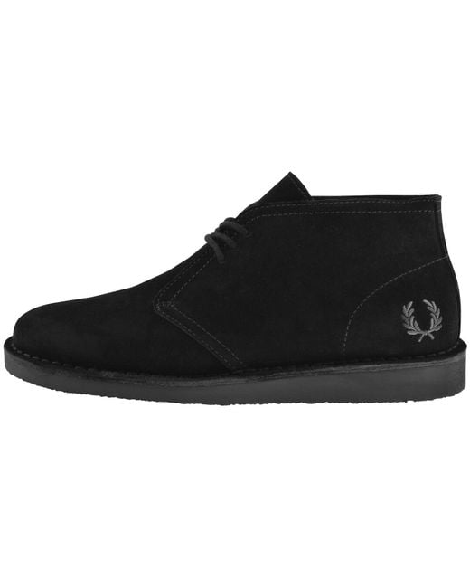Fred Perry Black Hawley Suede Shoes for men