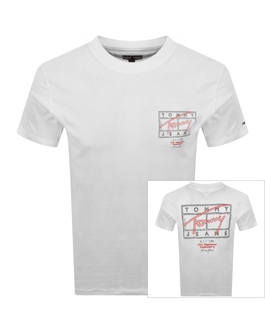 Tommy Hilfiger White Signature Spray T Shirt Ecru for men
