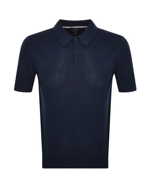Ted Baker Imago Knit Polo T Shirt in Blue for Men | Lyst UK