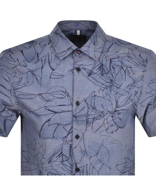 Ted Baker Blue Chambray Floral Shirt for men