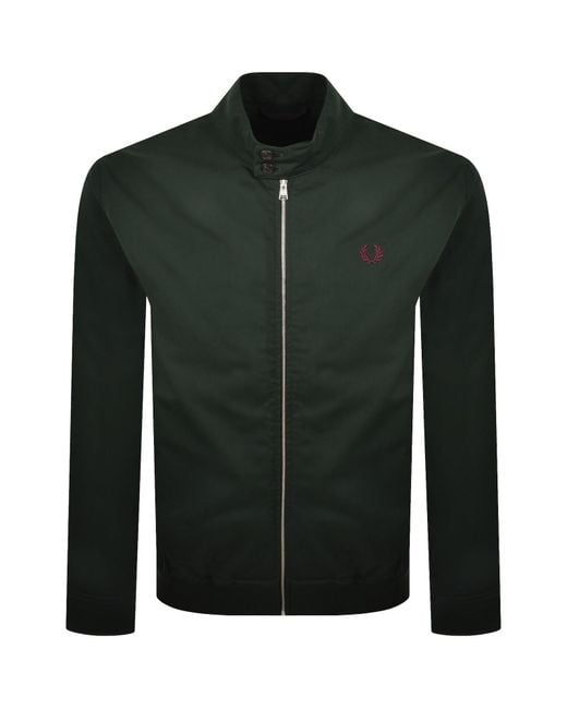 Fred Perry Green Twill Harrington Jacket for men
