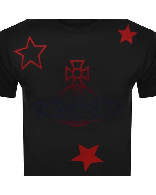 Vivienne Westwood Black Orb And Stars T Shirt for men