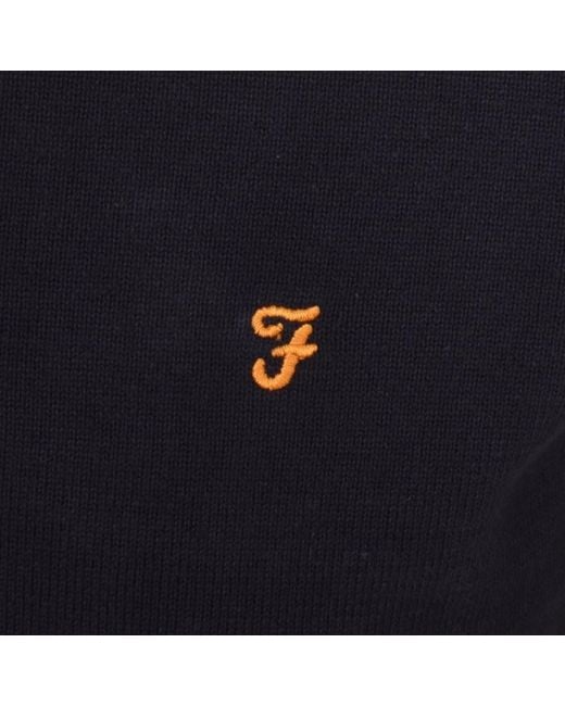 Farah Blue Mullen Crew Neck Jumper for men