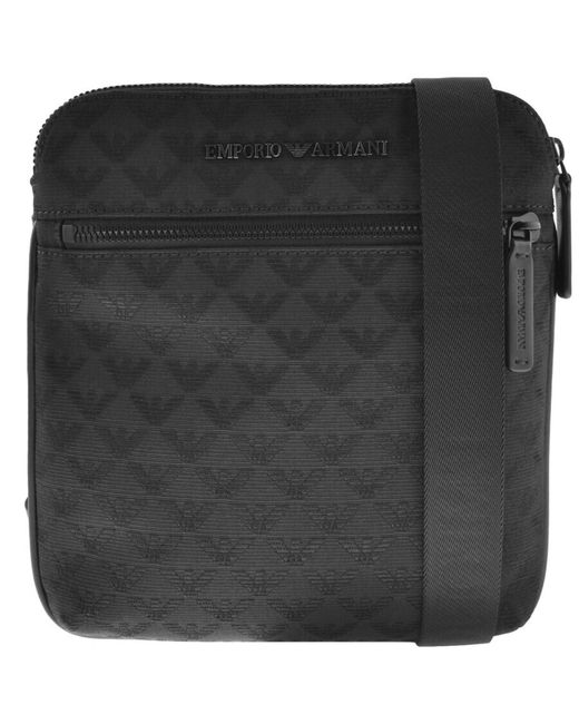 Armani Black Emporio Flat Messenger Bag for men