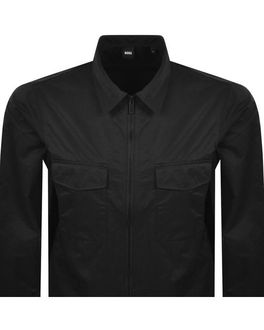 BOSS BUSINESS Black Boss P Olson Overshirt for men