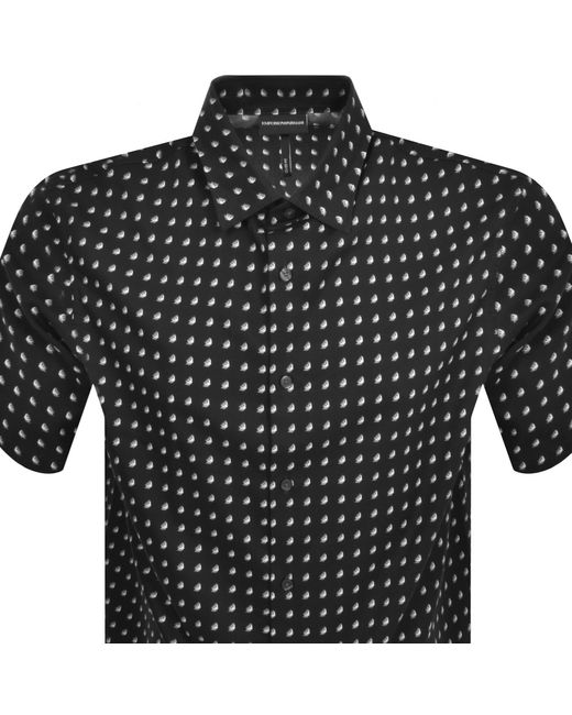 Armani Black Emporio Logo Short Sleeve Shirt for men