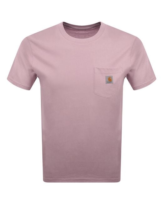 Carhartt Pink Pocket Short Sleeved T Shirt for men