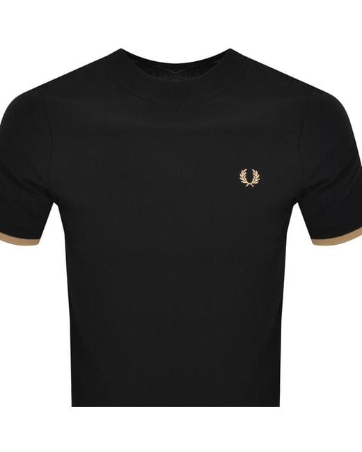Fred Perry Black Tipped Cuff Pique T Shirt for men