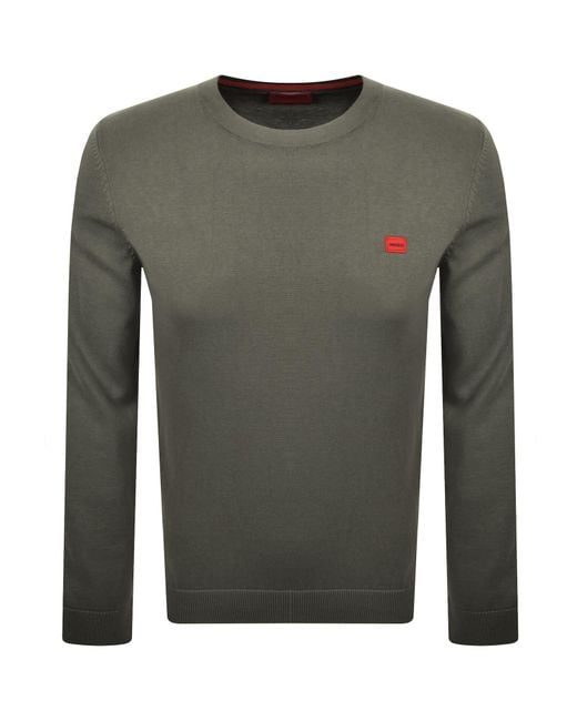 HUGO Gray San Cassius Knit Jumper for men