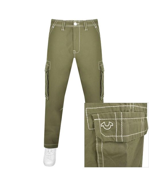 True Religion Green Big T Cargo Trousers for men