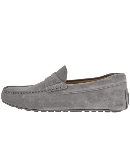 BOSS BUSINESS Gray Boss Noel Moccasin Shoes for men