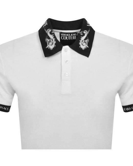 Versace Gray Couture Printed Collar Polo T Shirt for men