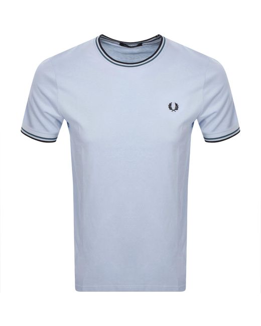 Fred Perry Blue Twin Tipped T Shirt Light Smoke for men