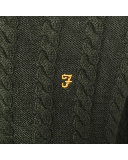 Farah Farah Knight Cable Knit Jumper Evergreen for men