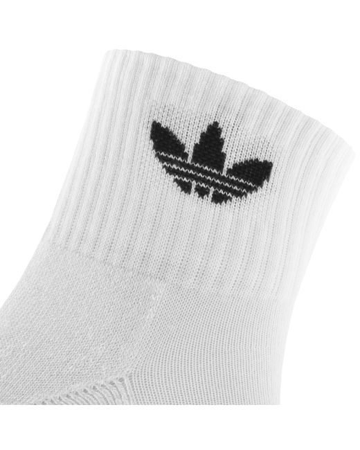 Adidas Originals White 6 Pack Mid Ankle Socks for men