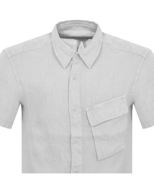 Belstaff Gray Scale Linen Short Sleeved Shirt for men