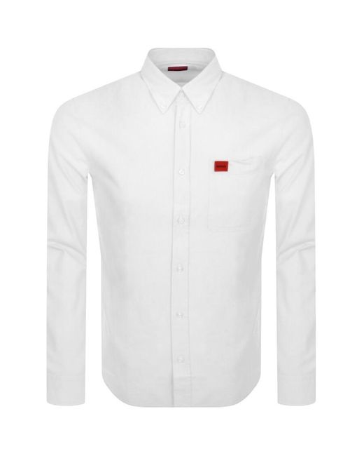 HUGO White Long Sleeved Evito Shirt for men