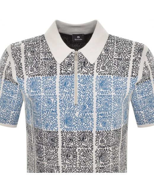 Paul Smith Blue Regular Zip Polo T Shirt for men