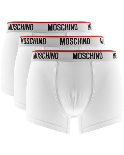 Moschino White Underwear Three Pack Trunks for men