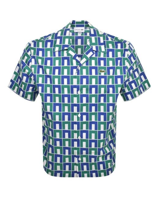 Lacoste Blue Patterned Short Sleeved Shirt for men