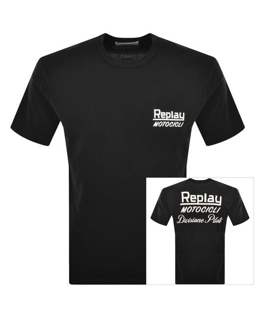 Replay Black Graphic T Shirt for men