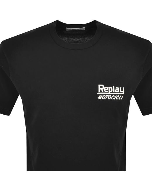 Replay Black Graphic T Shirt for men