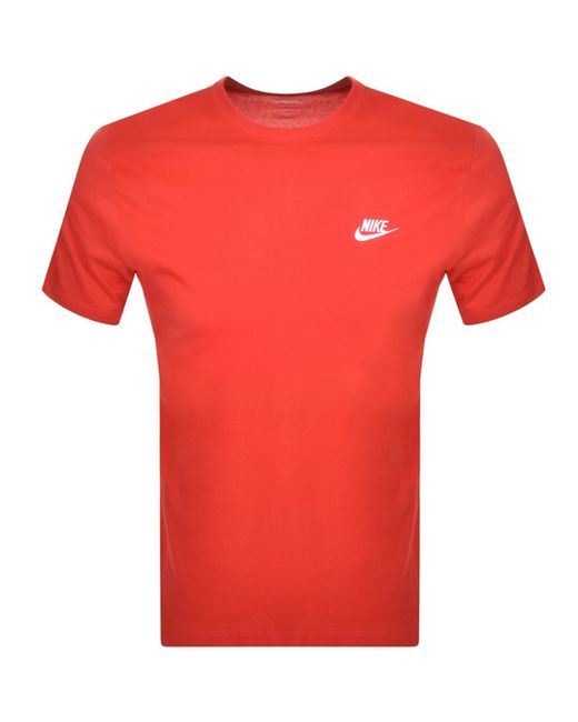Nike Red Crew Neck Club T Shirt for men