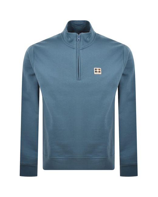 Aquascutum Blue Active Quarter Zip Fleece for men