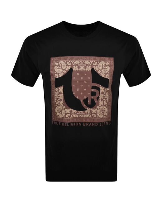 True Religion Black Paisley Logo T Shirt for men