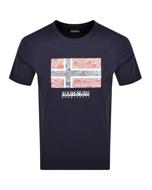 Napapijri Blue S-Drapeau T Shirt for men