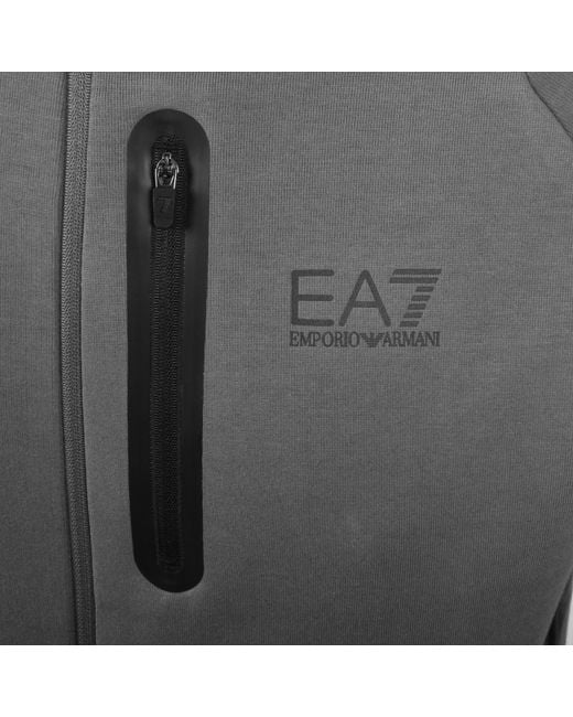 EA7 Gray Emporio Armani Full Zip Hoodie for men