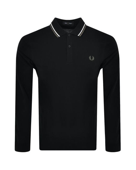 Fred Perry Black Long Sleeved Polo T Shirt for men