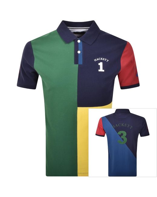 Hackett Blue Multi Polo T Shirt Grass for men