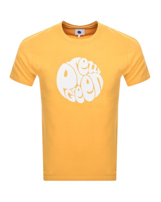 Pretty Green Orange Gillespie Logo T Shirt for men