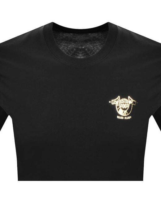 True Religion Black Curved Box T Shirt for men