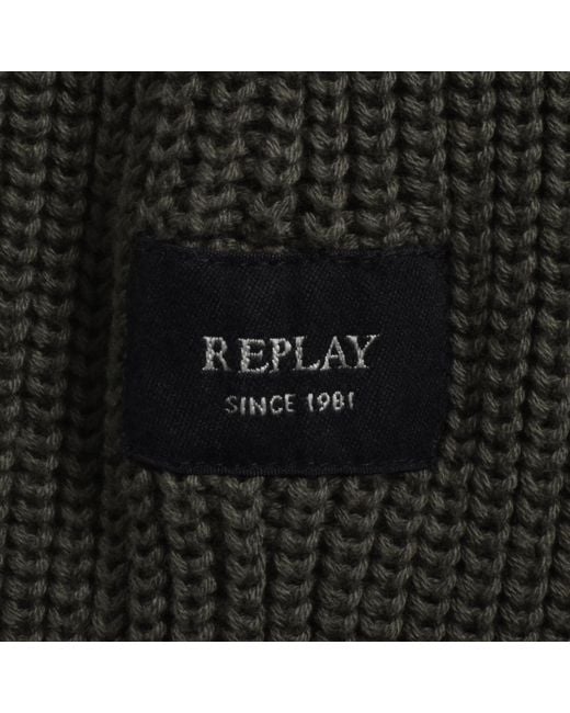 Replay Black Crew Neck Knit Jumper Mud for men