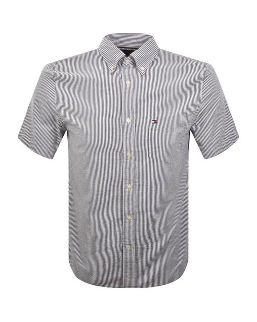 Tommy Hilfiger Gray Short Sleeved Stripe Shirt for men