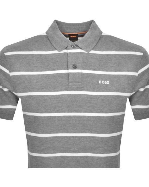 Boss Gray Boss Pales Stripe Polo T Shirt for men