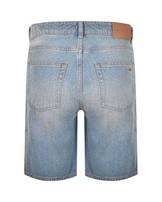 Lacoste Blue Straight Fit Denim Shorts Light Wash for men