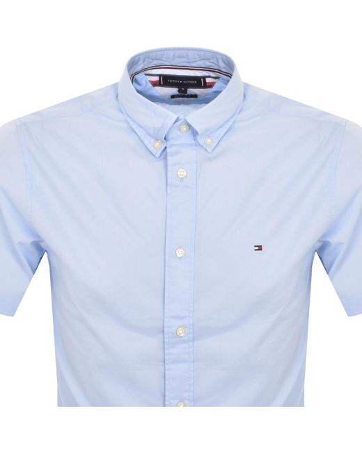 Tommy Hilfiger Blue Short Sleeve Flex Poplin Shirt for men