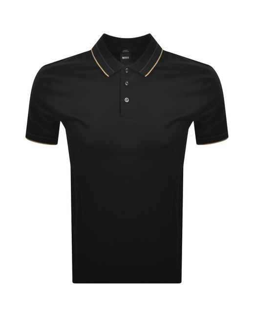 BOSS BUSINESS Black Boss H Phillipson 195 Polo T Shirt for men
