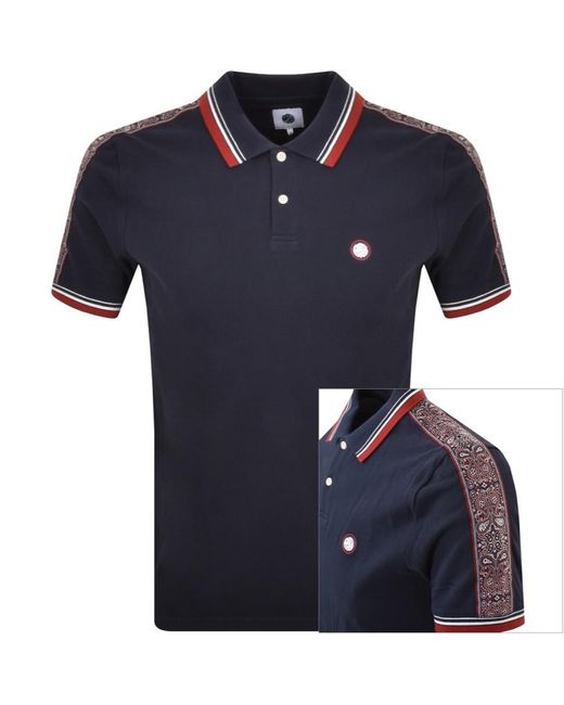 Pretty Green Blue Eclipse Tape Polo T Shirt for men