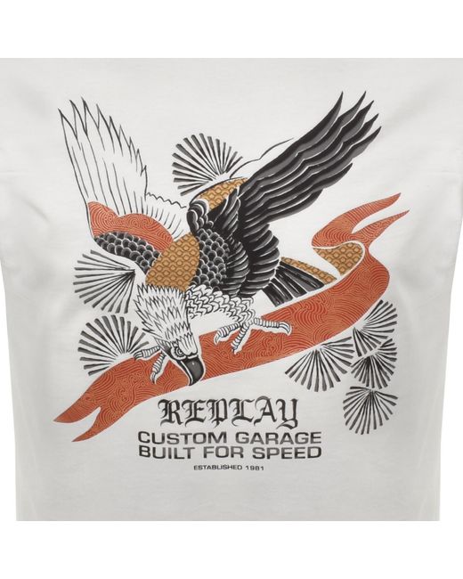 Replay Gray Graphic T Shirt Off for men