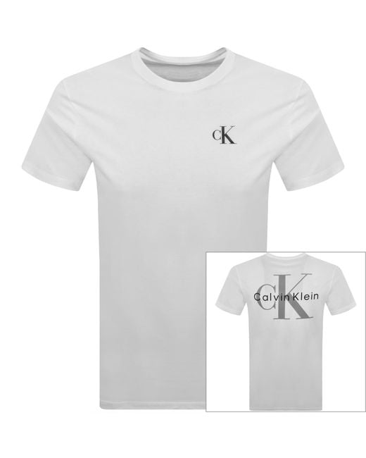 Calvin Klein White Jeans Monologo T Shirt for men