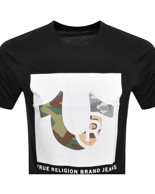 True Religion Black Multi Camouflage T Shirt for men