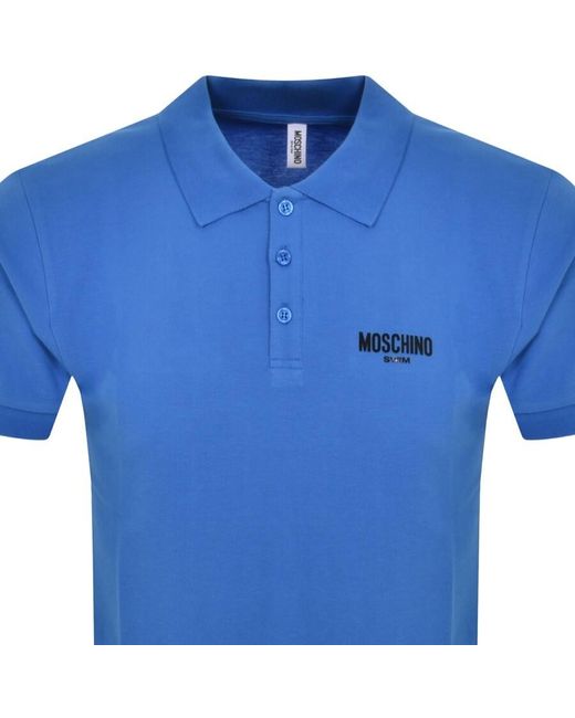 Moschino Blue Short Sleeved Polo T Shirt for men