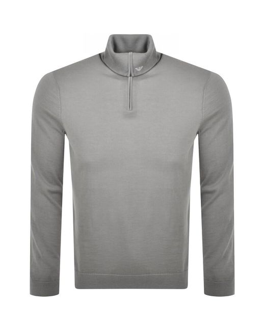 Armani Emporio Half Zip Knit Jumper in Gray for Men | Lyst